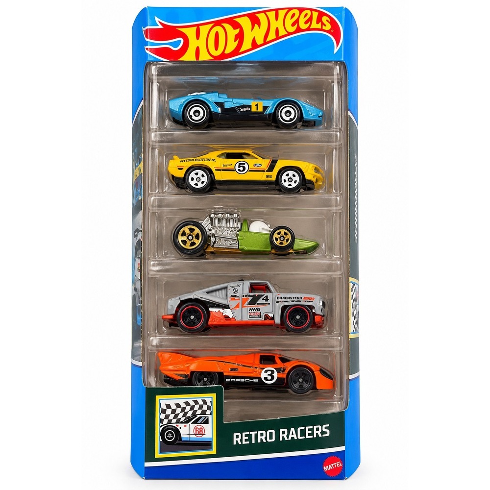 NEW 2024 Hot Wheels Retro Racers 5-pack Porsche 917, 70 Mustang Mach 1